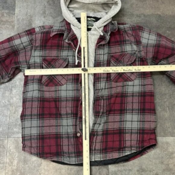 Field Stream Mens XL Flannel Sweatshirt Hoodie Jacket Full Zip Quilted Shacket - Picture 2 of 7